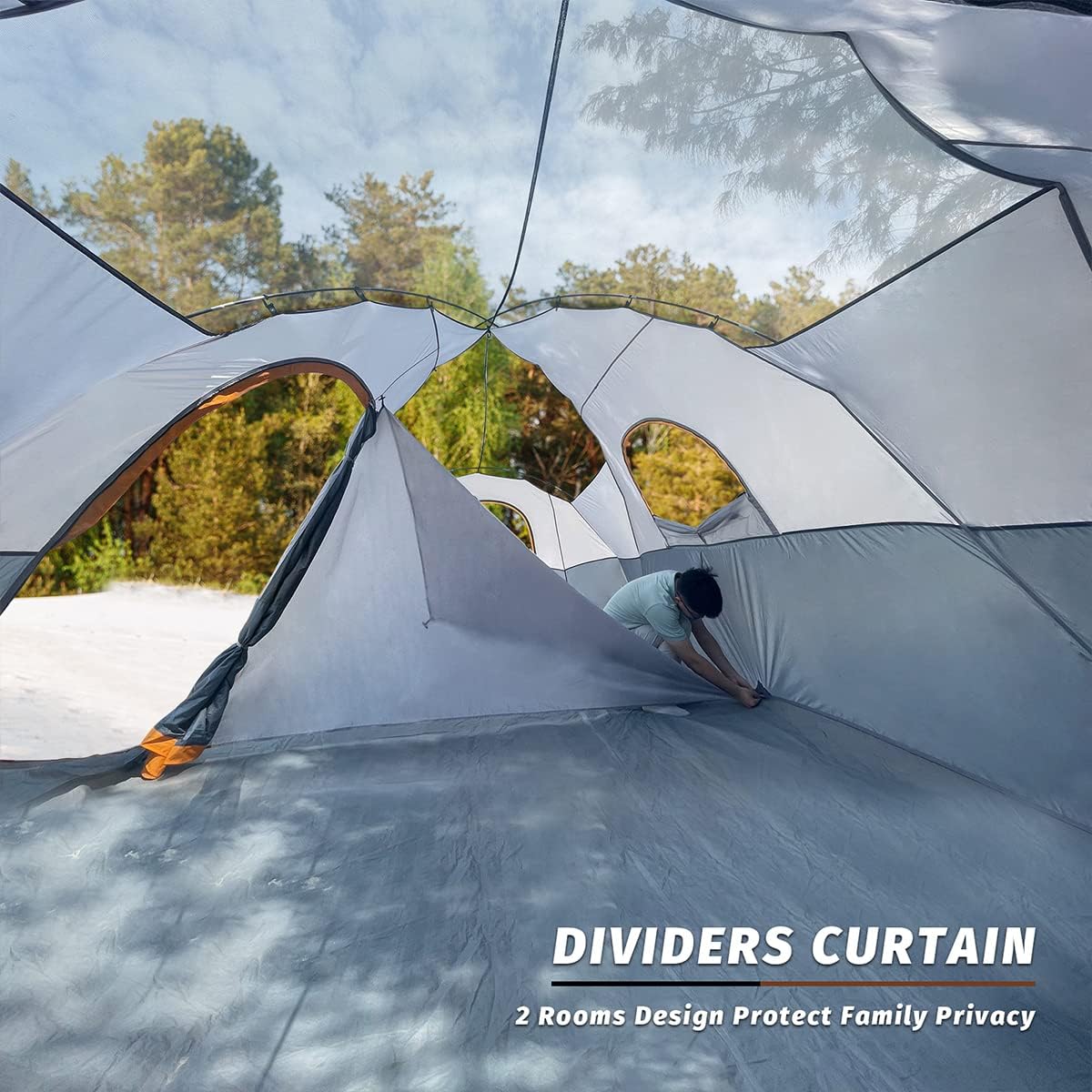 Camping Tent 10-PERSON-FAMILY Tents, Parties, Music Festival Tent, Big, Easy Up, 5 Large Mesh Windows, Double Layer, 2 Room, Waterproof,…