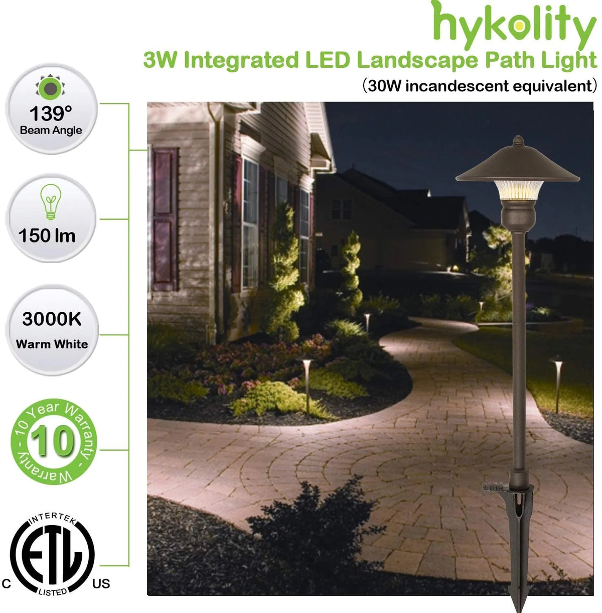 6 Pack Low Voltage LED Landscape Pathway Light, 3W 150LM 12V Wired for Outdoor Yard Lawn, Die-cast Aluminum Construction, 30-WATT Equivalent…