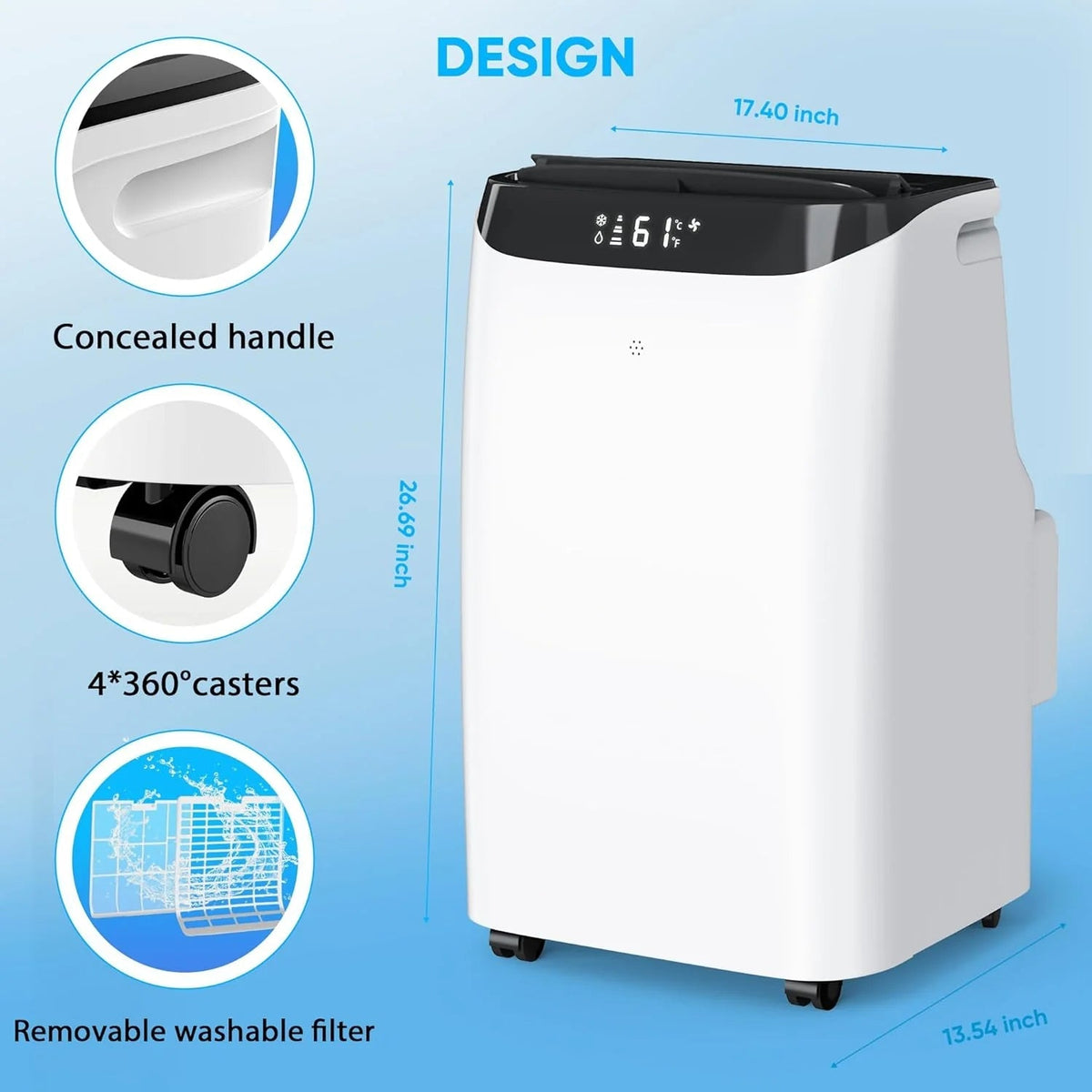 Portable Air Conditioner Cools Up to 700 Sq.ft, 3-IN-1 Energy Efficient Portable AC Unit with Remote Control & Installation Kits for Large…
