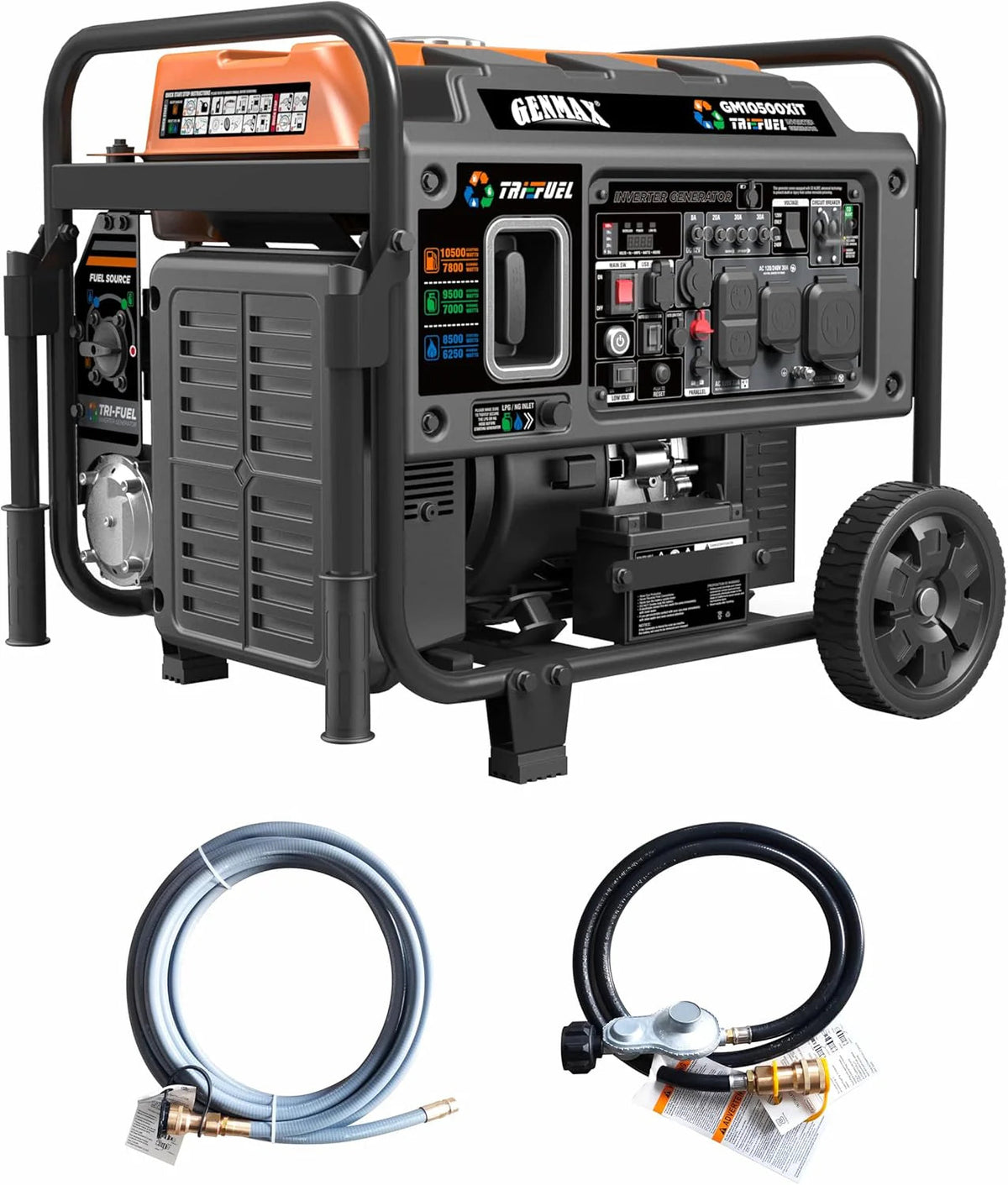 10500 Peak Watt Tri Fuel Open Frame Inverter Generator,with Ats,quiet Technology,co Sensor,digital Display and 50A,IDEAL for Home…