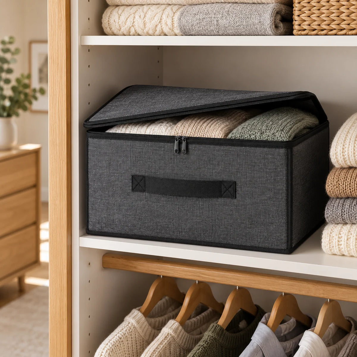Charcoal Structured Wardrobe Storage Bag, Narrow