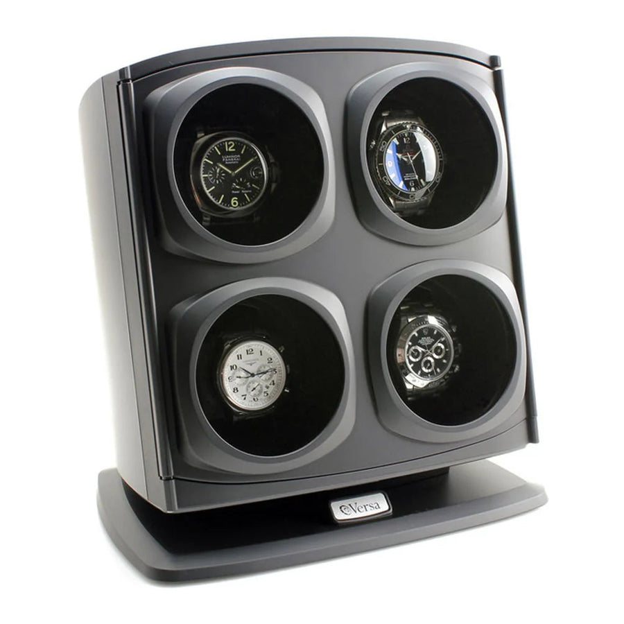 Quad Watch Winder in Black Independently Controlled Settings Multiple Direction and Timer Settings Adjustable Watch Pillow Plenty of Space…