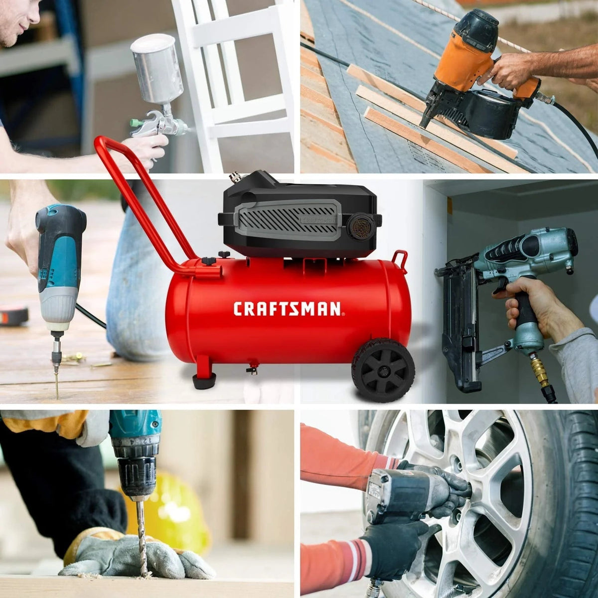 Hard Air Compressor, 10 gallon 1.8 HP 175 PSI, 4.0CFM@90PSI, Oil Free and Maintenance Free, Portable with Large Wheels