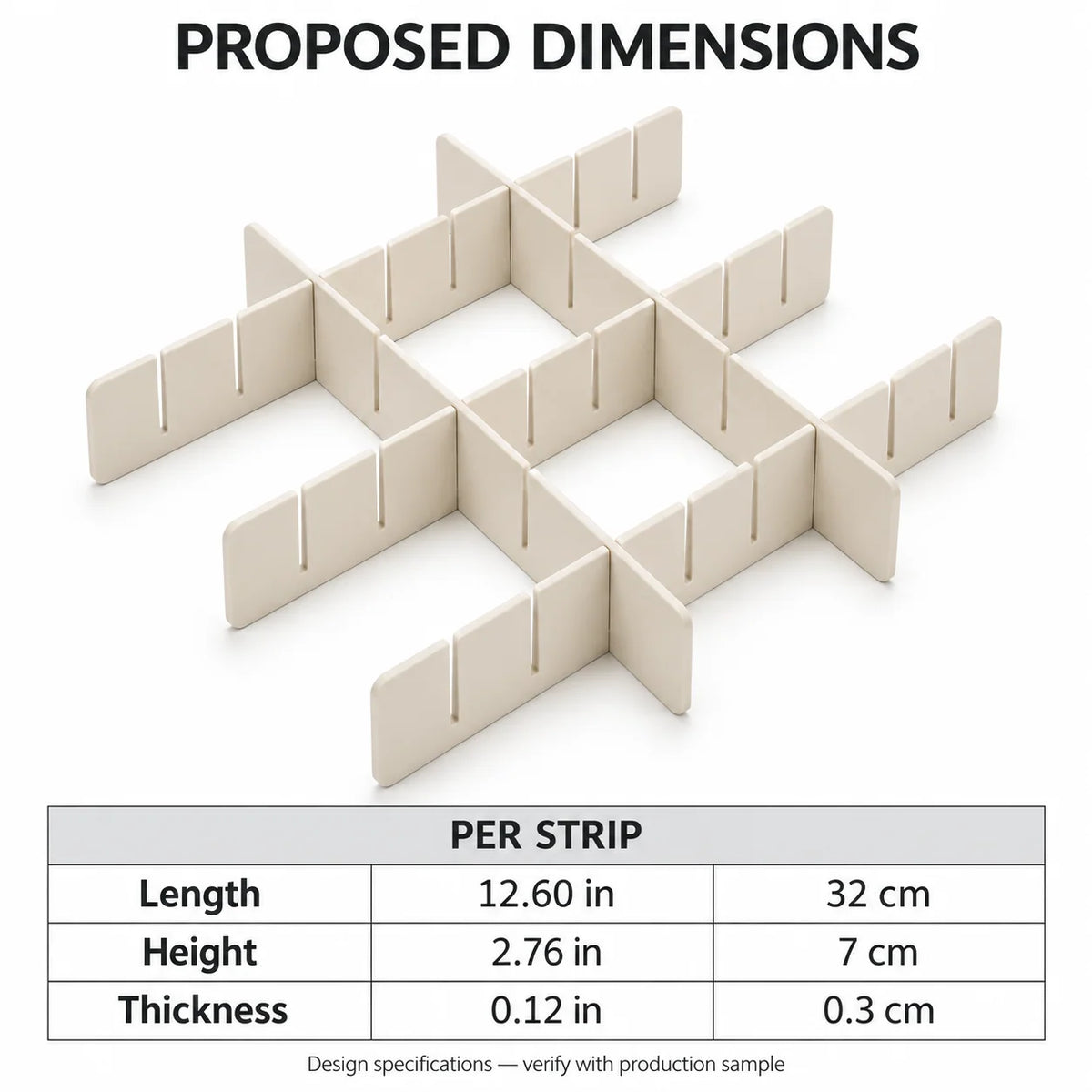 Ivory Interlocking Drawer Divider Grid, 6-Piece Set