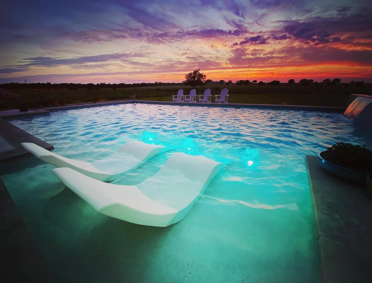 Classic White - In-pool Chaise Lounger - Designed for Water Depths Up to 9" - Aqua Outdoors - Set of 2 - Compatible with All Pool Types -…
