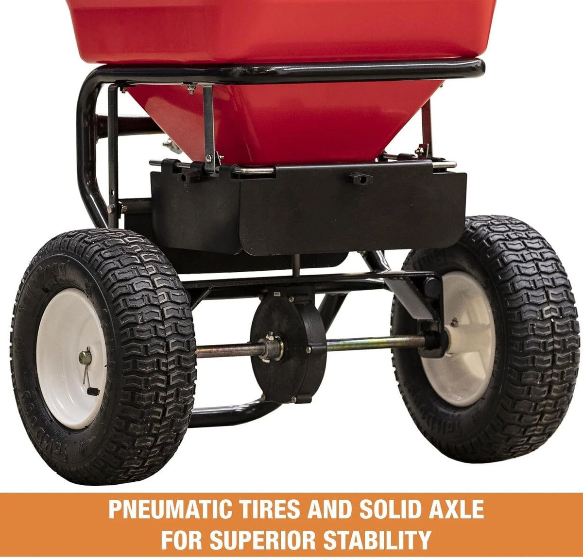 Walk Behind Push Spreader, 100LB Capacity, for Salt, Ice & Snow Melt, Included Grate & Cover with Enclosed Gearbox for Protection