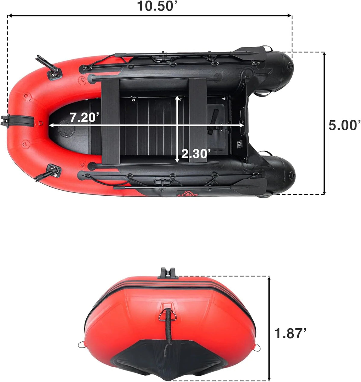 Inflatable Boat | Yacht Dinghy Tender Raft | Multi Person Fishing Boat | Aluminum Floor Oars | Fishing Rod Holders | Heavy-duty Pvc | 2024…
