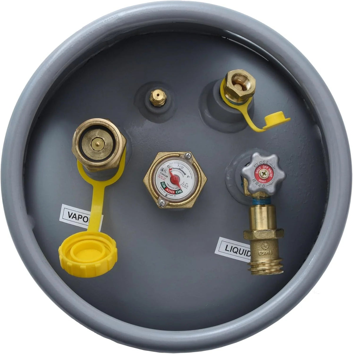 Steel Forklift Propane Tank Cylinder with Built-in Gauge, Gray