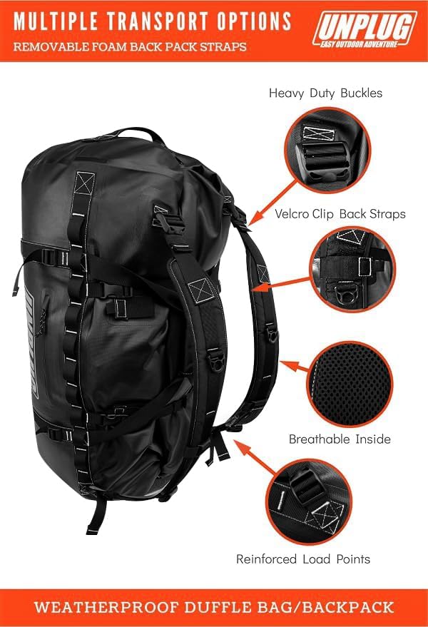 Ultimate Adventure Bag -1680D Heavy Duty Waterproof Travel Duffel Bags for Camping, Motorcycle Dry Bag, Waterproof Bags for Boating,…