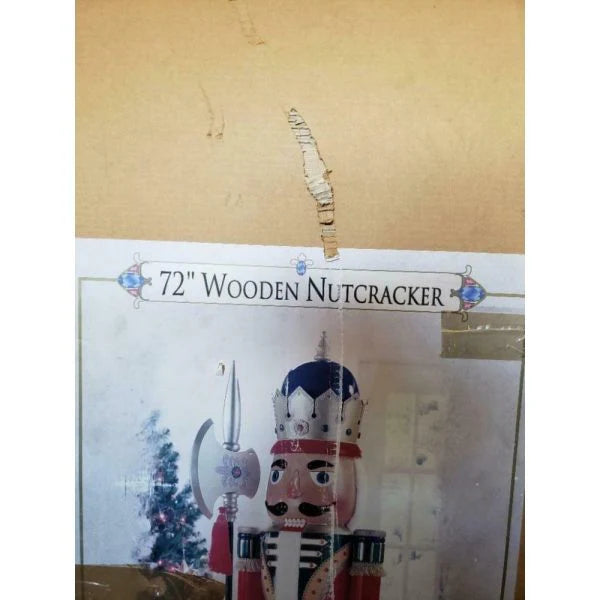 72 6 ft Tall Wooden Nutcracker Pair Vintage Good Condition