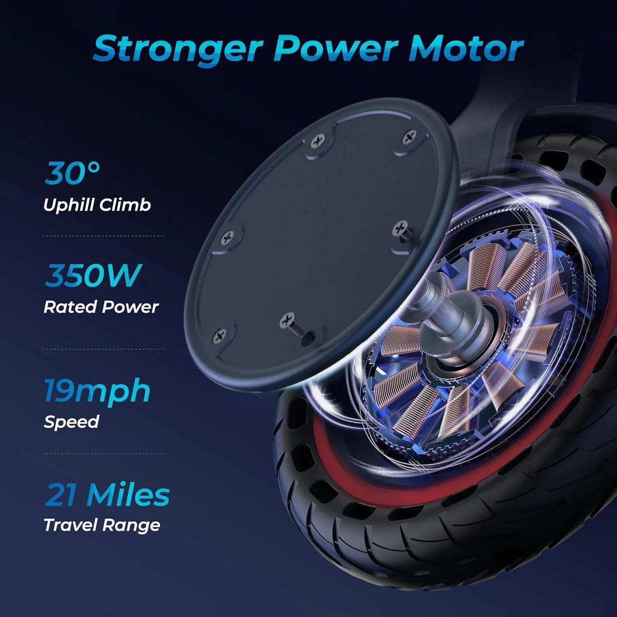 Electric Scooter - 8.5" Solid Tires, 350W Motor, Up to 19 Mph and 21-23 Miles Long-range Portable Foldable Commuting Scooter for Adults with…