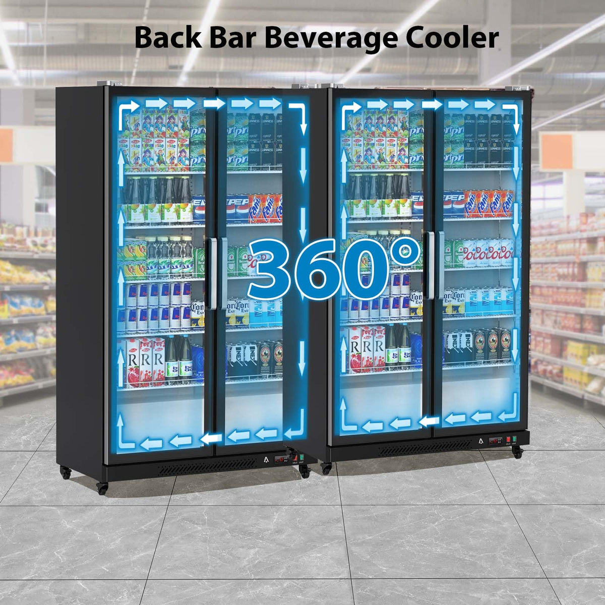 Commercial Refrigerator, Glass Door with LED Lighting - Upright Beverage Display Cooler for Home, Store, Gym, or Office, Featuring Double…
