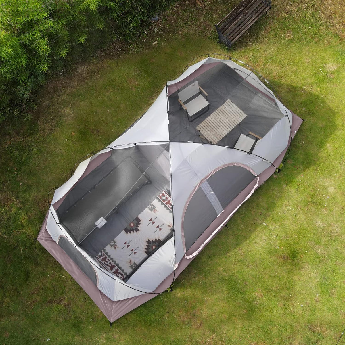 Camping Tent 10-PERSON-FAMILY Tents, Parties, Music Festival Tent, Big, Easy Up, 5 Large Mesh Windows, Double Layer, 2 Room, Waterproof,…