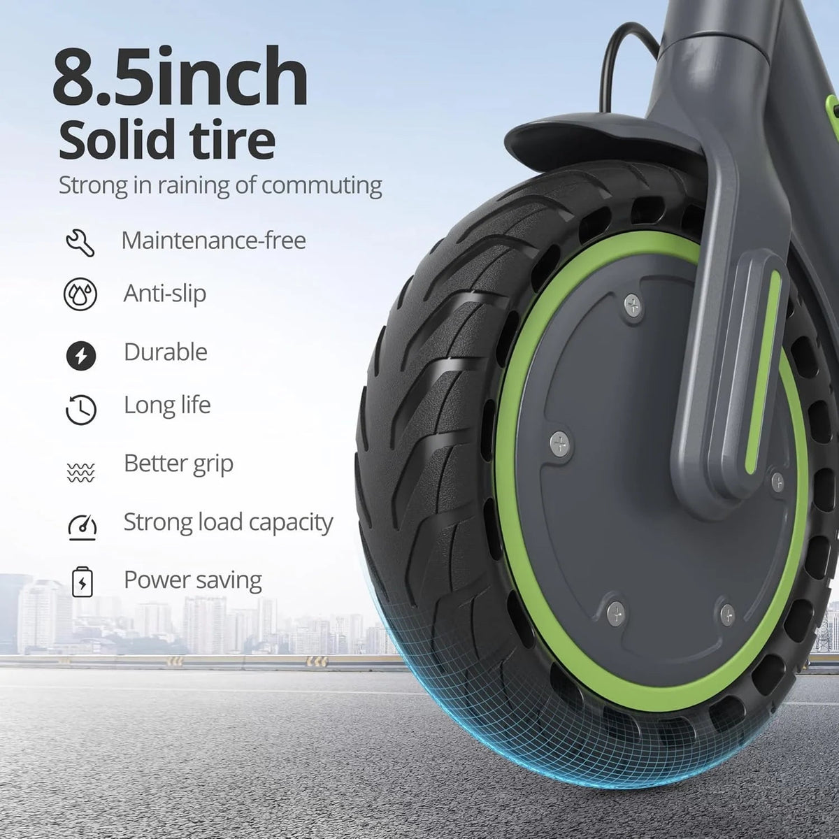 Electric Scooter - 8.5" Solid Tires, 350W Motor, Up to 19 Mph and 21-23 Miles Long-range Portable Foldable Commuting Scooter for Adults with…