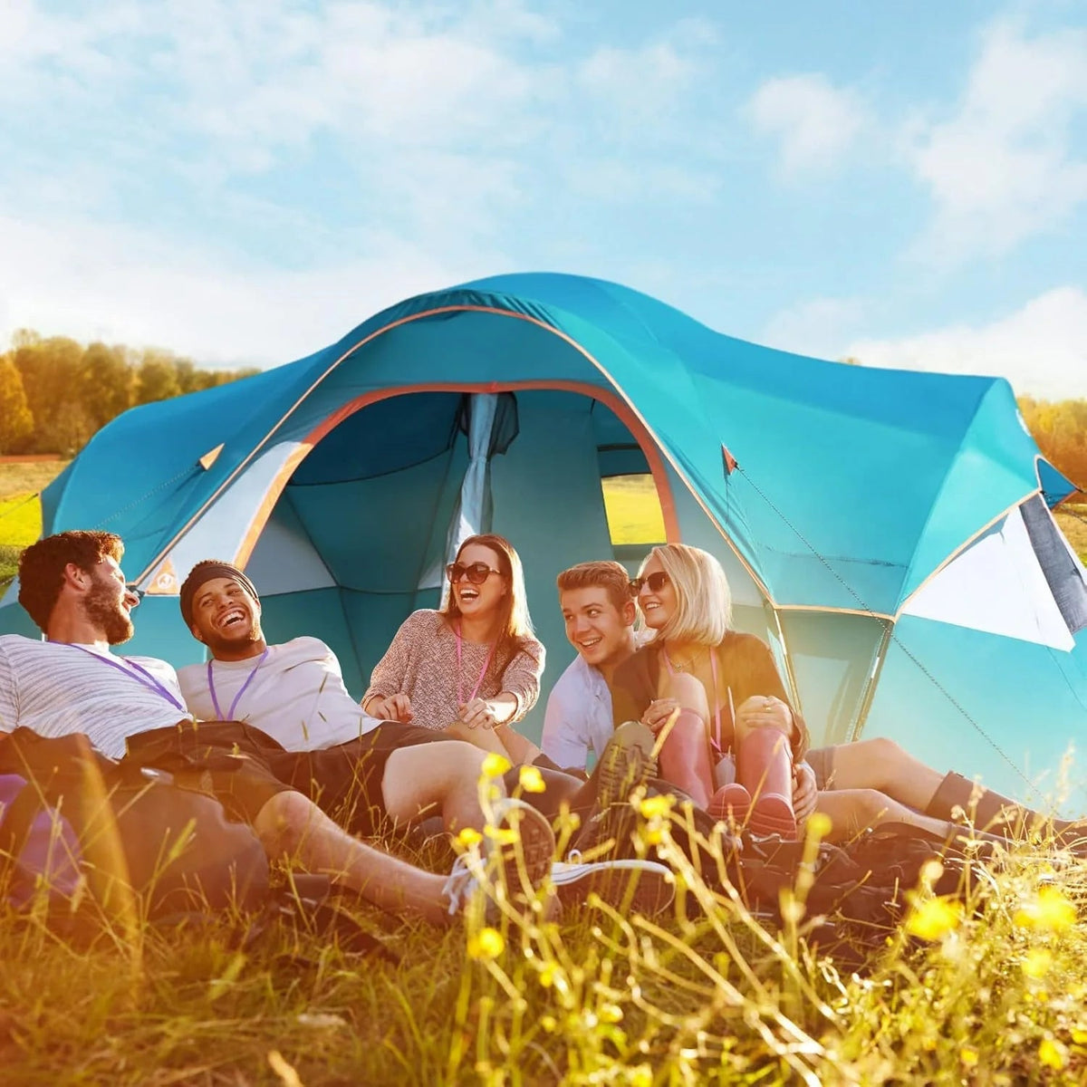 Camping Tent 10-PERSON-FAMILY Tents, Parties, Music Festival Tent, Big, Easy Up, 5 Large Mesh Windows, Double Layer, 2 Room, Waterproof,…