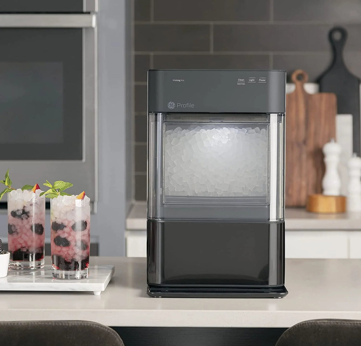 2.0 Countertop Nugget Ice Maker | Ice Machine with Wifi Connectivity | Smart Home Kitchen Essentials | Black Stainless