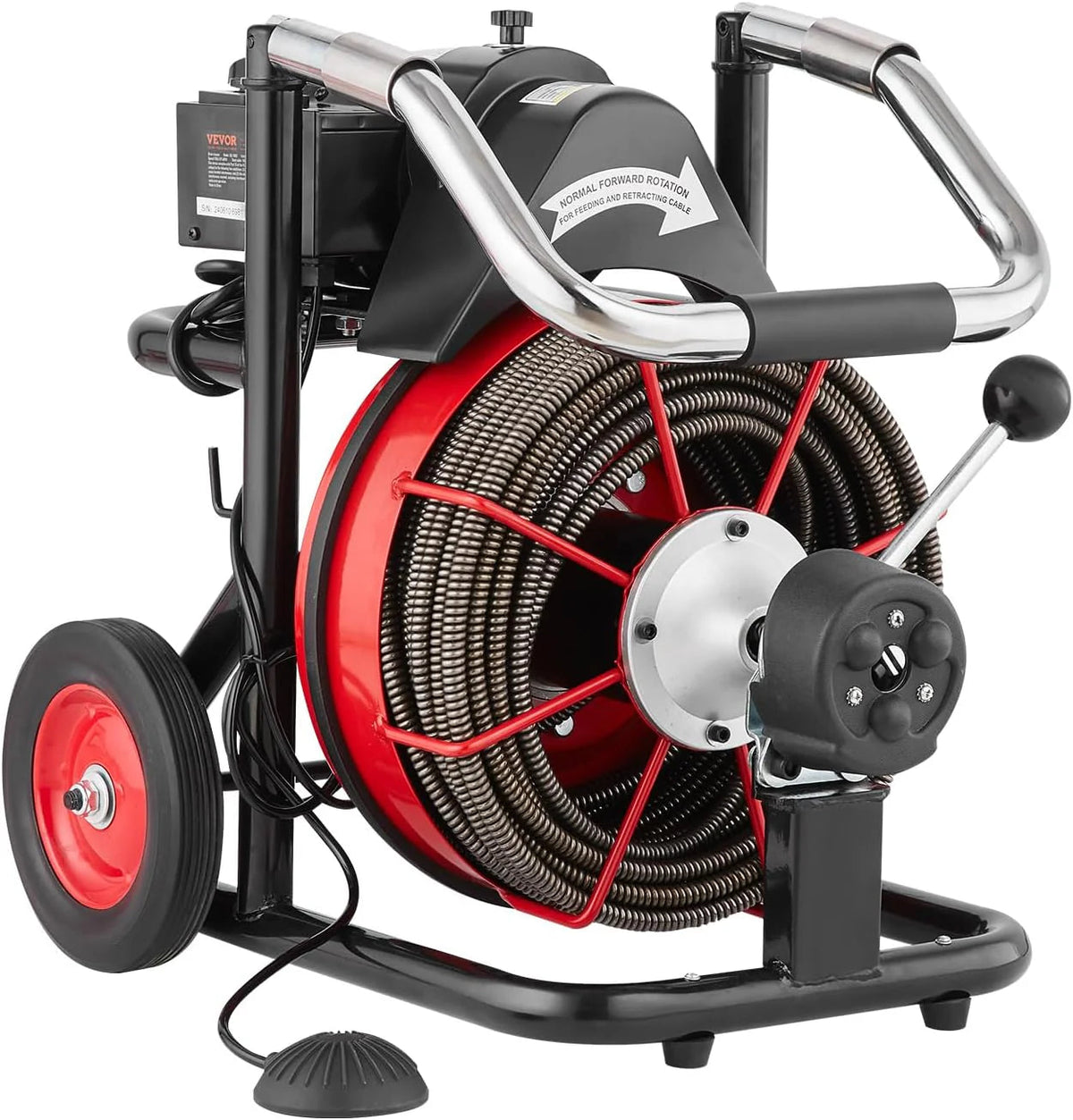 Drain Cleaner Machine 100FT X 1/2 Inch, Auto Feed Sewer Snake Auger on Wheels, 550W Portable Drain Cleaning Machine with 8 Cutters &…