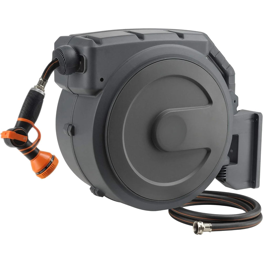Retractable Garden Hose Reel 1/2 Inch X 130 ft, Super Heavy Duty, Any Length Lock, Slow Return System, Wall Mounted and 180 Deg Swivel…
