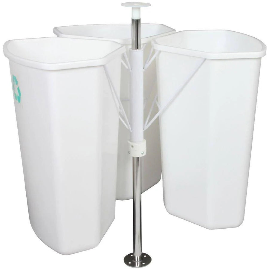 28.5 in. X 27.625 in. X 27.625 in. in Cabinet Corner Trash Can, White