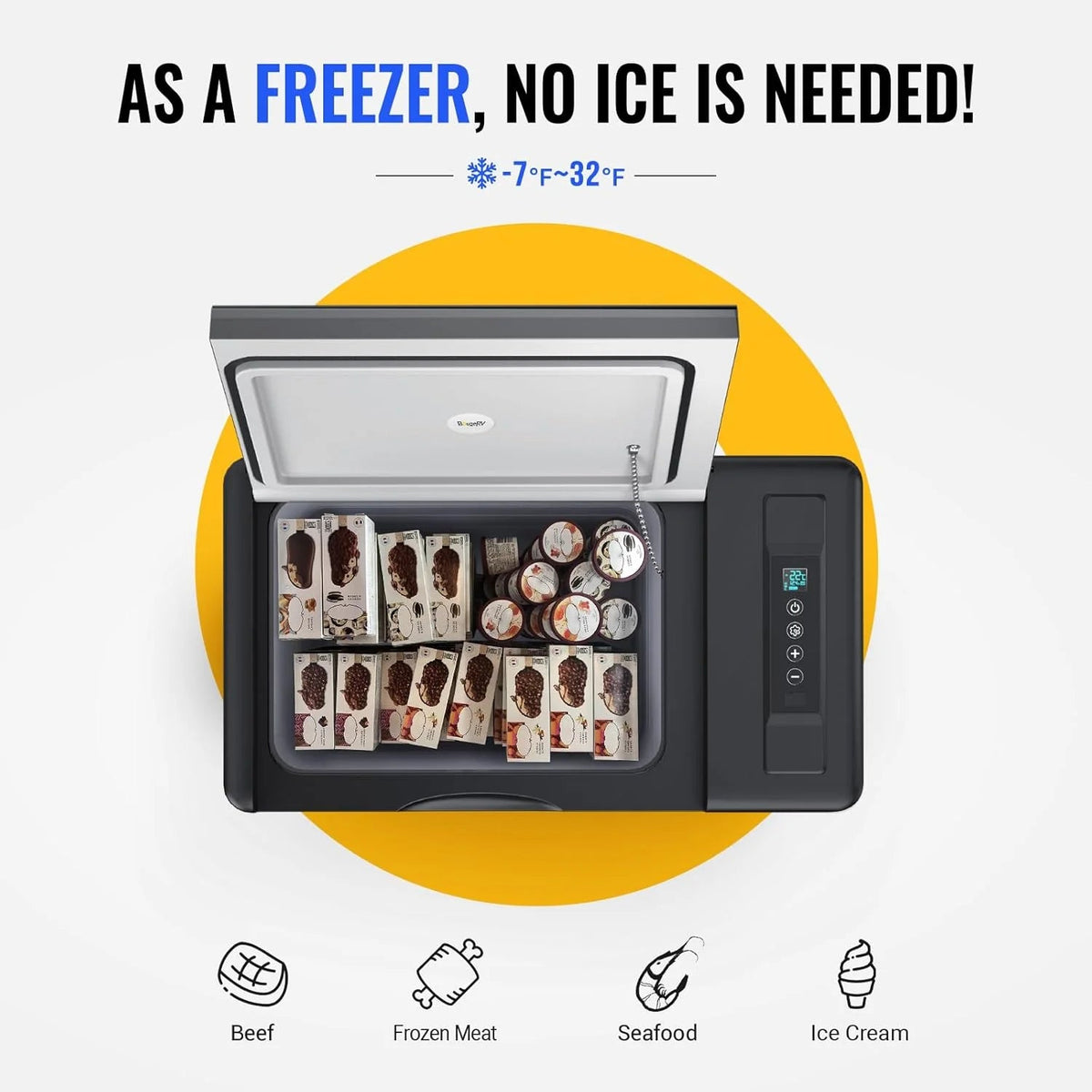 12 Volt Refrigerator 12V Car Fridge 23 quart Portable Freezer Compressor Cooler 12/24V Dc 110~240 Volt AC for Truck Van RV Camper Suv Travel…
