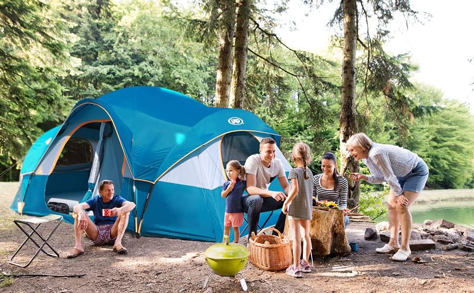 Camping Tent 10-PERSON-FAMILY Tents, Parties, Music Festival Tent, Big, Easy Up, 5 Large Mesh Windows, Double Layer, 2 Room, Waterproof,…