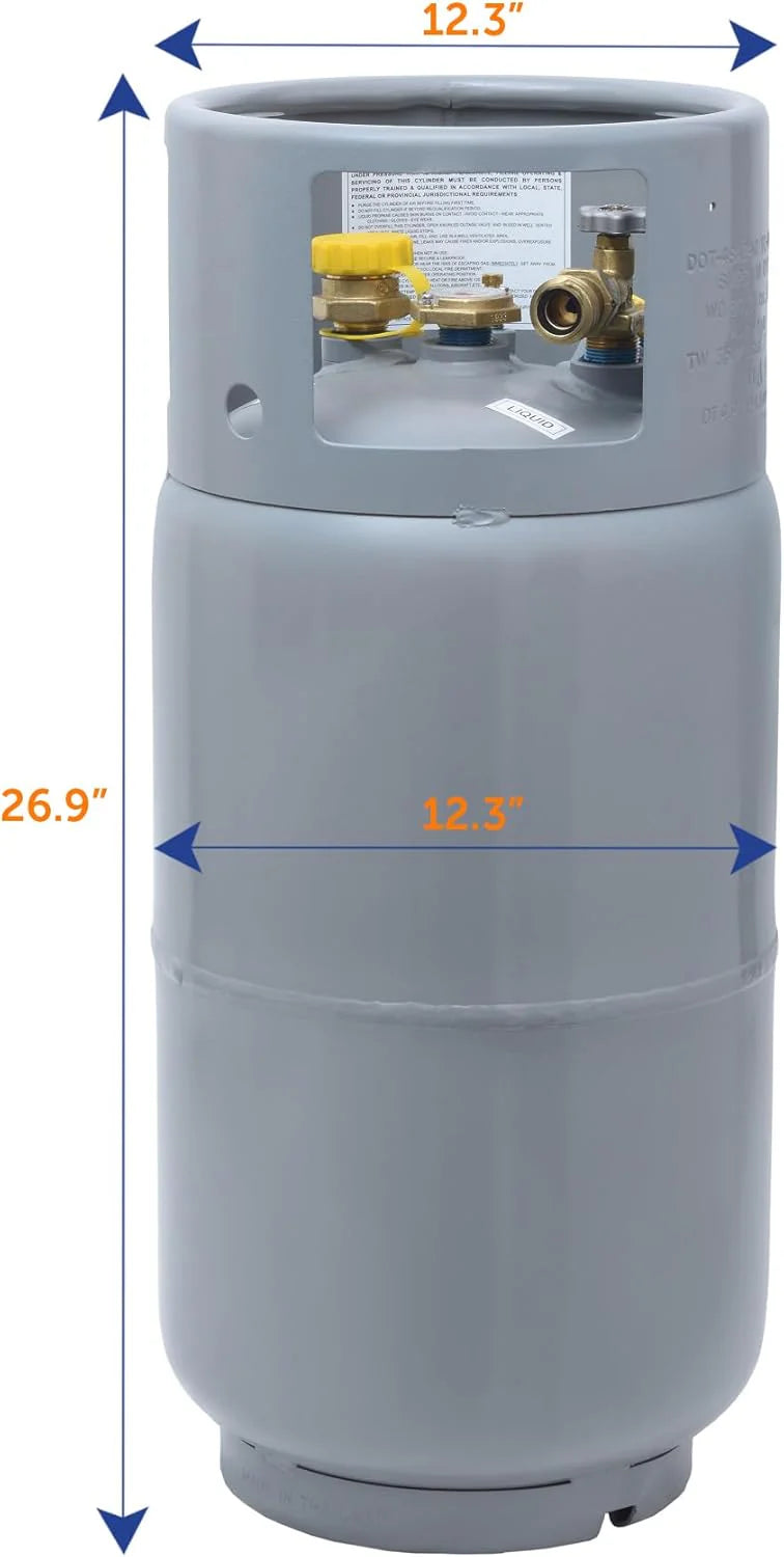 Steel Forklift Propane Tank Cylinder with Built-in Gauge, Gray